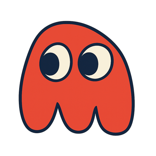 A pac man ghost. No background. Transparent background. Blank background. No shadows. 2d. In-Game asset. flat