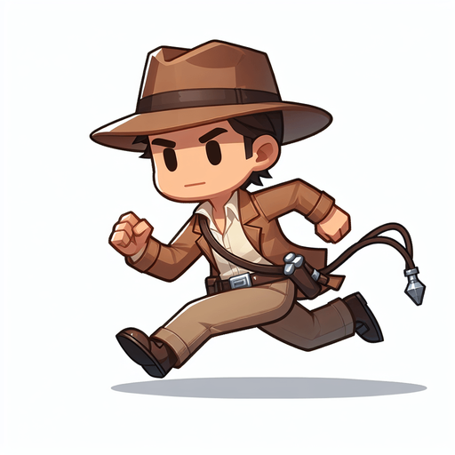 chibi indiana jones treasure hunter run
Single Game Texture.  In-Game asset.  2d.  Blank background.  High contrast.  No shadows