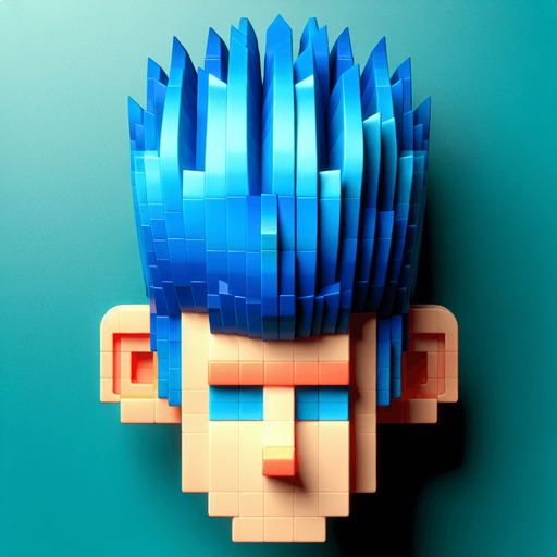 Une tête vue dessus avec des cheveux bleus.
video game