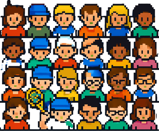 pixelart tennis audience, looking down.
In-Game asset.  2d.  High contrast.  No shadows