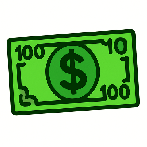 yeşil dolar.
In-Game asset.  2d.  High contrast.  No shadows
