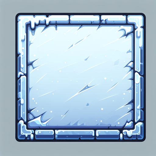 Frozen blank backboard rectangle. Cartoon. Single Game Texture. In-Game asset. 2d. Blank background. High contrast. No shadows. No outlines.