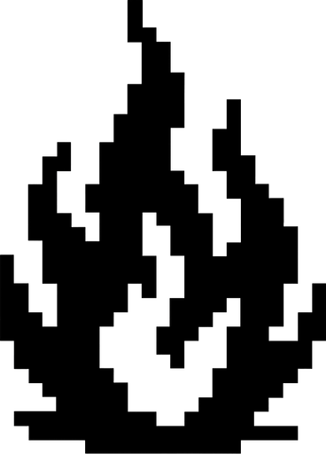 fuego negro de pixeles.
In-Game asset.  2d.  High contrast.  No shadows