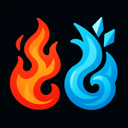 A Fire and Freeze Super Power 2D.
In-Game asset.  2d.  High contrast.  No shadows