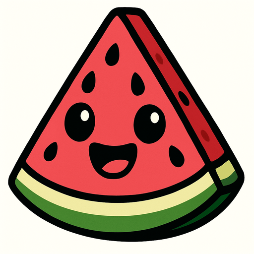 watermelon with face.
In-Game asset.  2d.  High contrast.  No shadows
