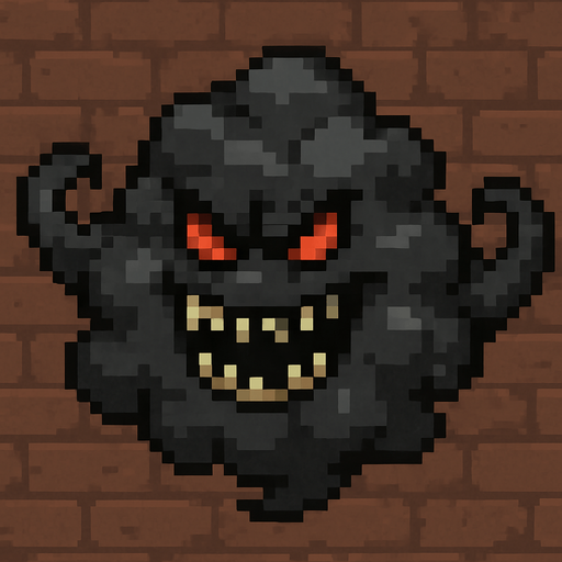 16 bit image evil black gray cloud monster.
In-Game asset.  2d.