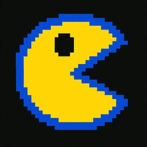 Pac man.
In-Game asset.  2d.  High contrast.  No shadows