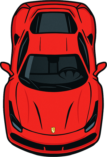 Kuş bakışı Ferrari araba.
In-Game asset.  2d.  High contrast.  No shadows