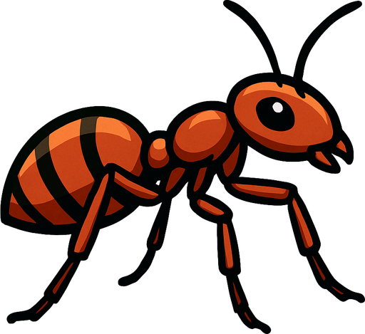 ant without background.
In-Game asset.  2d.  High contrast.  No shadows