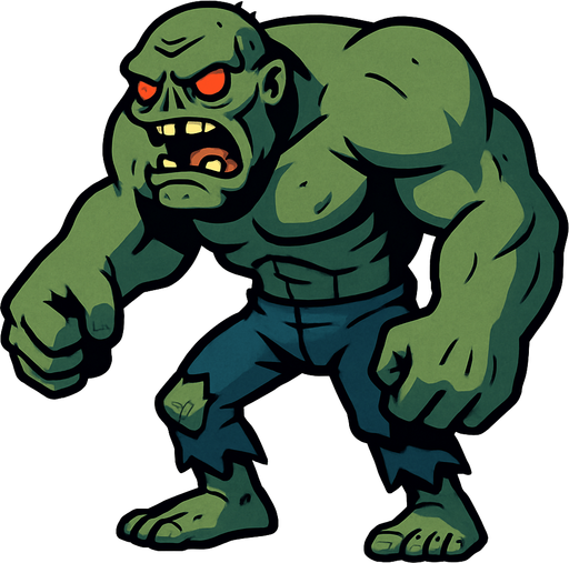 tank zombie.
In-Game asset.  2d.  High contrast.  No shadows
