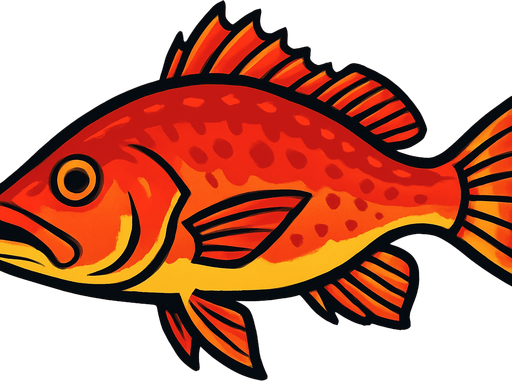 horizontal image Snapper fish.
In-Game asset.  2d.  High contrast.  No shadows