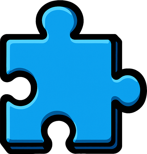 Puzzle peice blue.
In-Game asset.  2d.  High contrast.  No shadows