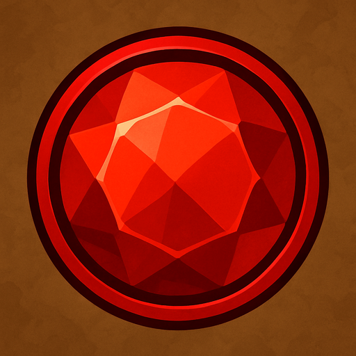 Red gem circle.
In-Game asset.  2d.  High contrast.  No shadows