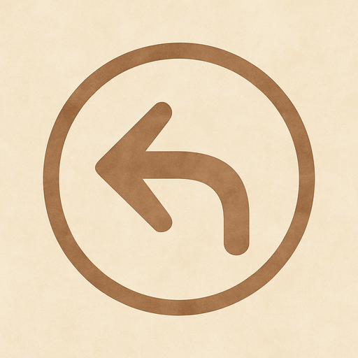 Transparent brawn turning left arrow in a brawn circle, front view