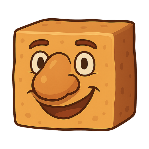 a big nose potato block which is really happy
. No background. Transparent background. Blank background. No shadows. 2d. In-Game asset. flat
