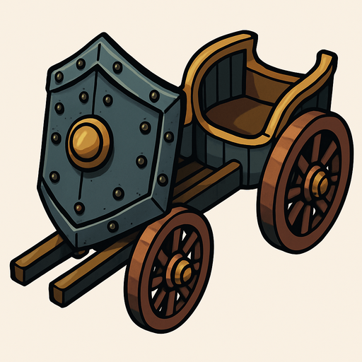 Kalkanlı Savaş Arabası.
In-Game asset.  2d.  High contrast.  No shadows