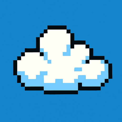 Una nube pixelar.
In-Game asset.  2d.  High contrast.  No shadows