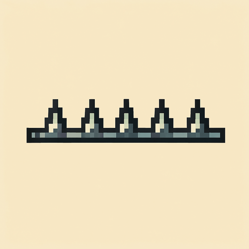 tira de puas hecho con pixeles.
In-Game asset.  2d.  High contrast.  No shadows
