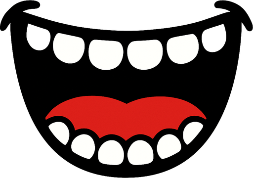 Open happy mouth with round teeth.
In-Game asset.  2d.  High contrast.  No shadows