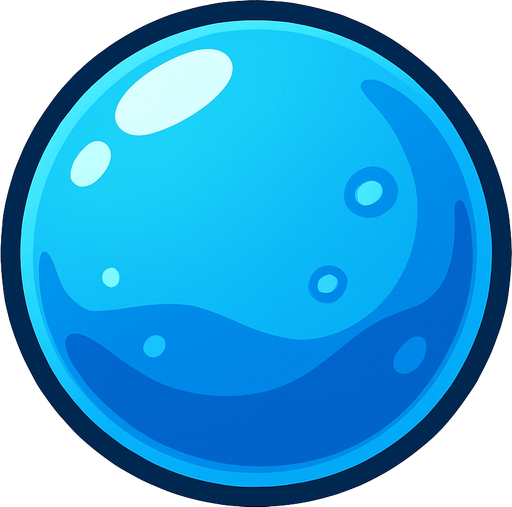blue sfere, ball, slime, translucent,.
In-Game asset.  2d.  High contrast.  No shadows. cartoon. simple. draw