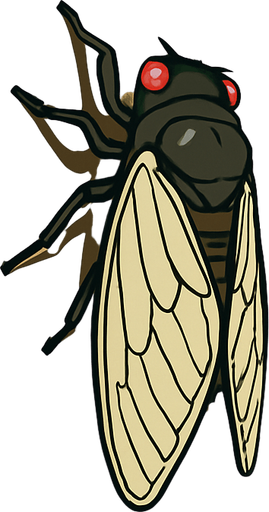 gambar 2d anime cicada hinggap di batang besar lebar pohon.
In-Game asset.  2d.  High contrast.  No shadows