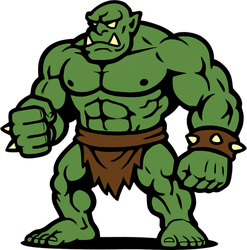 Ogro músculoso y gigante.
In-Game asset.  2d.  High contrast.  No shadows