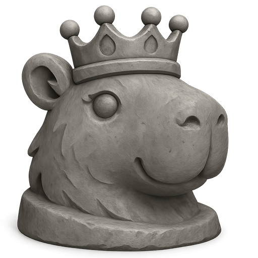 Recrealo en una escultura. Utiliza un estilo cartoon. Usas colores grises. Recuerda que es un capibara usas sus rasgos y formas. Damelo sin fondo. Tambien quita el arco y la flecha