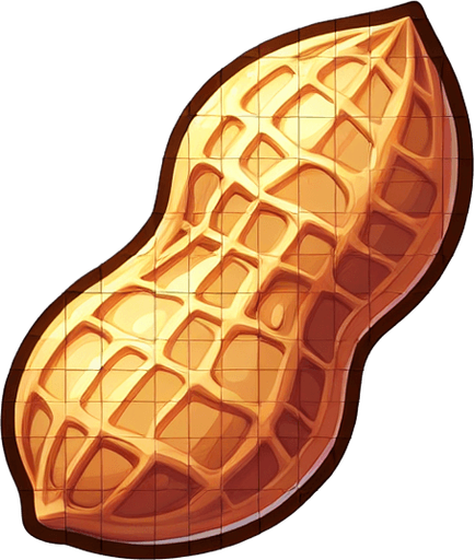 A delicious peanut..
Single Game Texture. In-Game asset. 2d. Blank background. High contrast. No shadows.