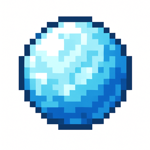 bola de hielo de pixeles.
In-Game asset.  2d.  High contrast.  No shadows