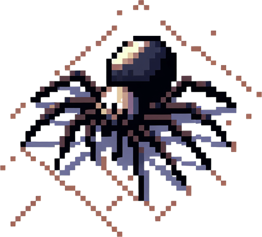 genera una araña que este observando a la izquierda en pixel art.
Single Game Texture.  In-Game asset.  2d.  Blank background.  High contrast.  No shadows