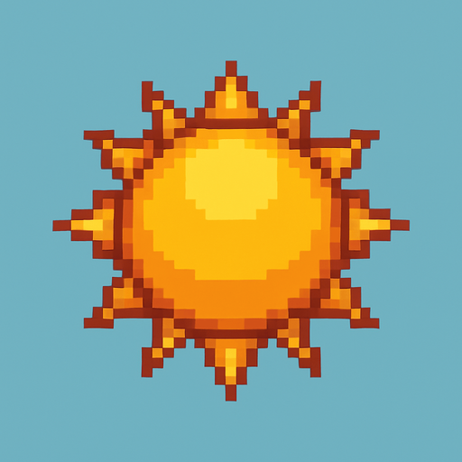 güneş.
In-Game asset.  No shadows. pixel