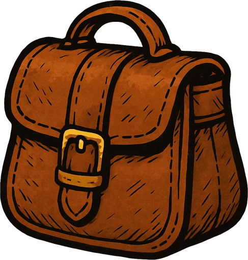 deri çanta.
In-Game asset.  2d.  High contrast.  No shadows