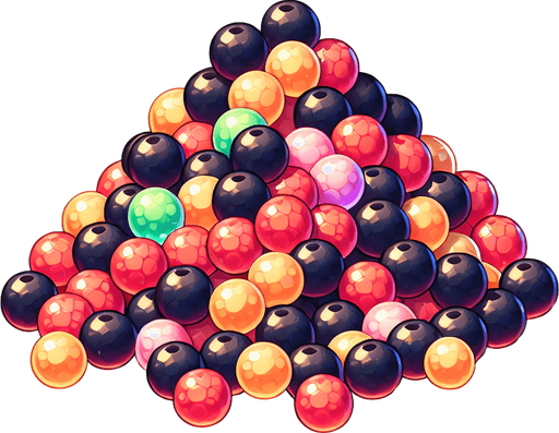 pile of Fruit jelly boba pearls, no cup
Single Game Texture. In-Game asset. 2d. Blank background. High contrast. No shadows.