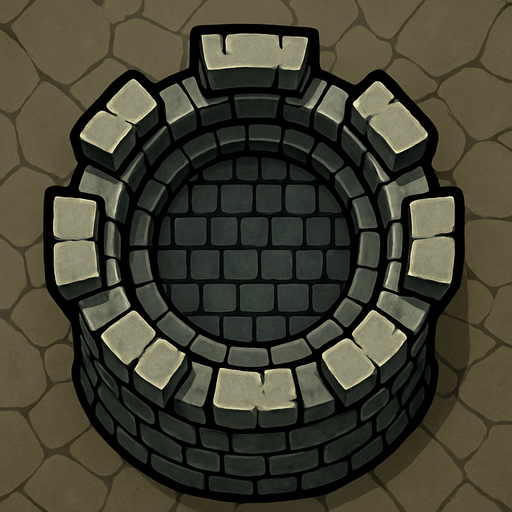 top view, stone high tower..
In-Game asset.  2d.  High contrast.  No shadows