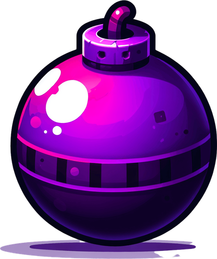 Purple bomb

Single Game Texture. In-Game asset. 2d. Blank background. High contrast. No shadows.