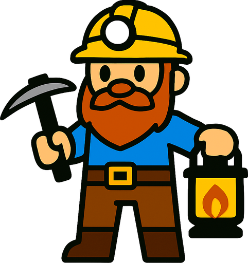 Miner character.
In-Game asset.  High contrast.  No shadows