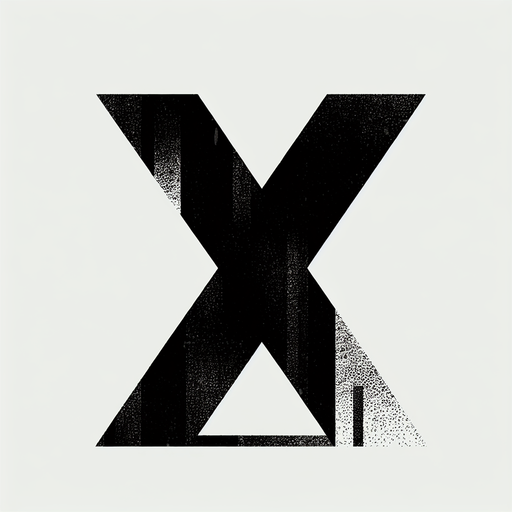 letter X png.
Single Game Texture. In-Game asset. 2d. Blank background. High contrast. No shadows.