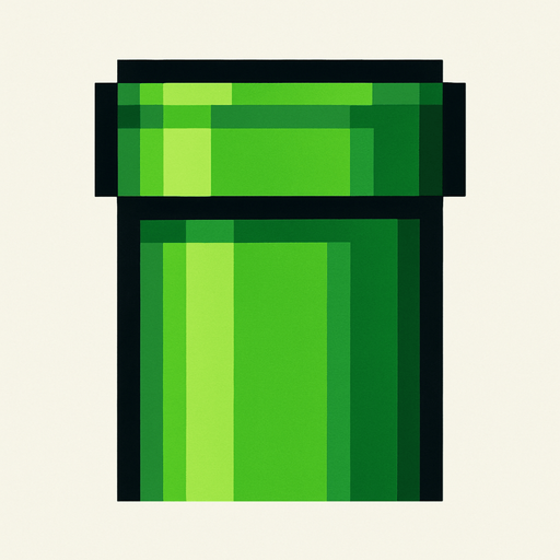 green pipe. pixel art..
In-Game asset.  2d.  High contrast.  No shadows