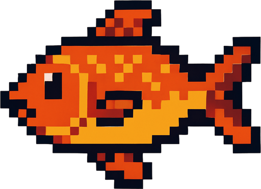 pixel art 2D fish.
In-Game asset.  2d.  High contrast.  No shadows