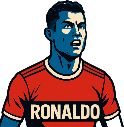 Cristiano Ronaldo.
In-Game asset.  2d.  High contrast.  No shadows