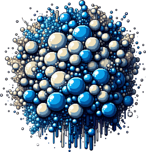 epic blue 16 bit bubble pieces explode.
Single Game Texture.  In-Game asset.  2d.  Blank background.  High contrast.  No shadows