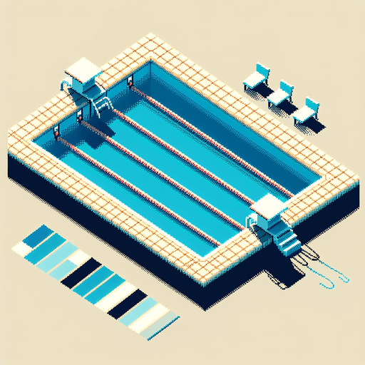 olympic swimming pool seen directly from above. bird-view perspective. pixelated. 8-bit.
Single Game Texture. In-Game asset. 2d. Blank background. High contrast. No shadows.