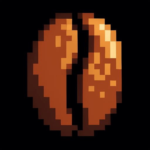 grano de caffe de pixeles.
In-Game asset.  2d.  High contrast.  No shadows