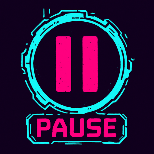 Cyberpunk style pause symbol.
In-Game asset.  2d.  High contrast.  No shadows