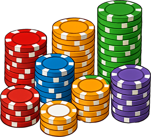 A couple different sized stacks of these chips beside each other.