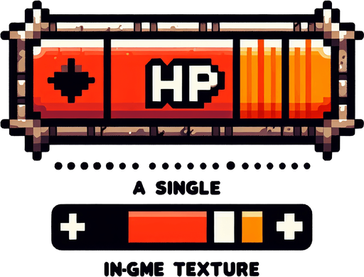 Hp_bar.
Single Game Texture.  In-Game asset.  2d.  Blank background.  High contrast.  No shadows