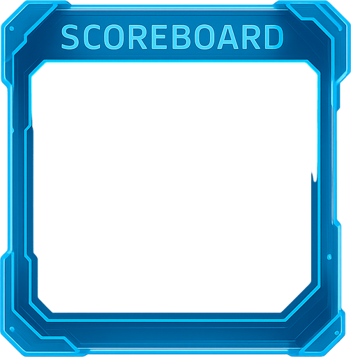 an empty hologram scoreboard, blue and cyan colors, futuristic, tablet shape. No background. Transparent background. Blank background. No shadows. 2d. In-Game asset. flat