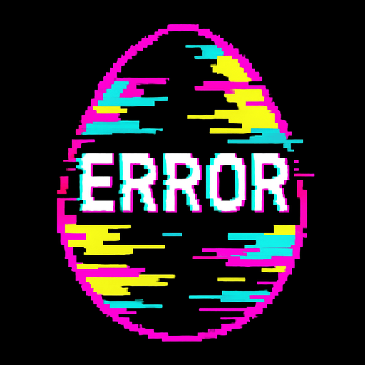 A glitched, Error egg.
In-Game asset.  2d.  High contrast.  No shadows