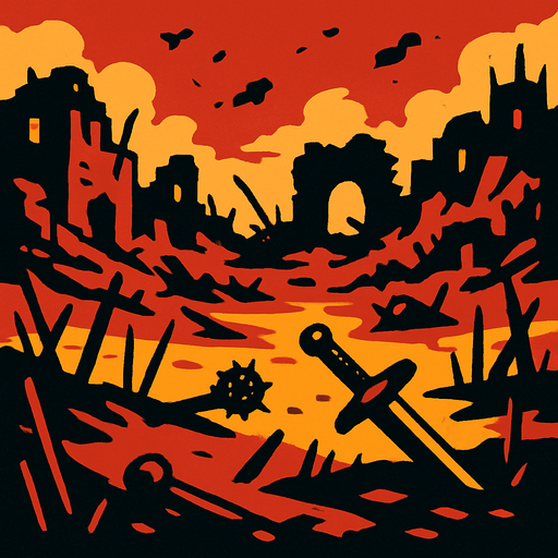 Savaş alanı.
In-Game asset.  2d.  High contrast.  No shadows