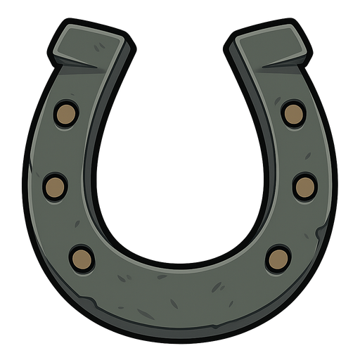 unlucky horse shoe. No background. Transparent background. Blank background. No shadows. 2d. In-Game asset. flat
